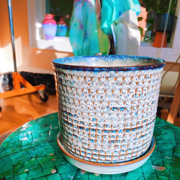 Handmade by Me Drippy Boho Blue Planter 🔮 - Picture 3 of 7